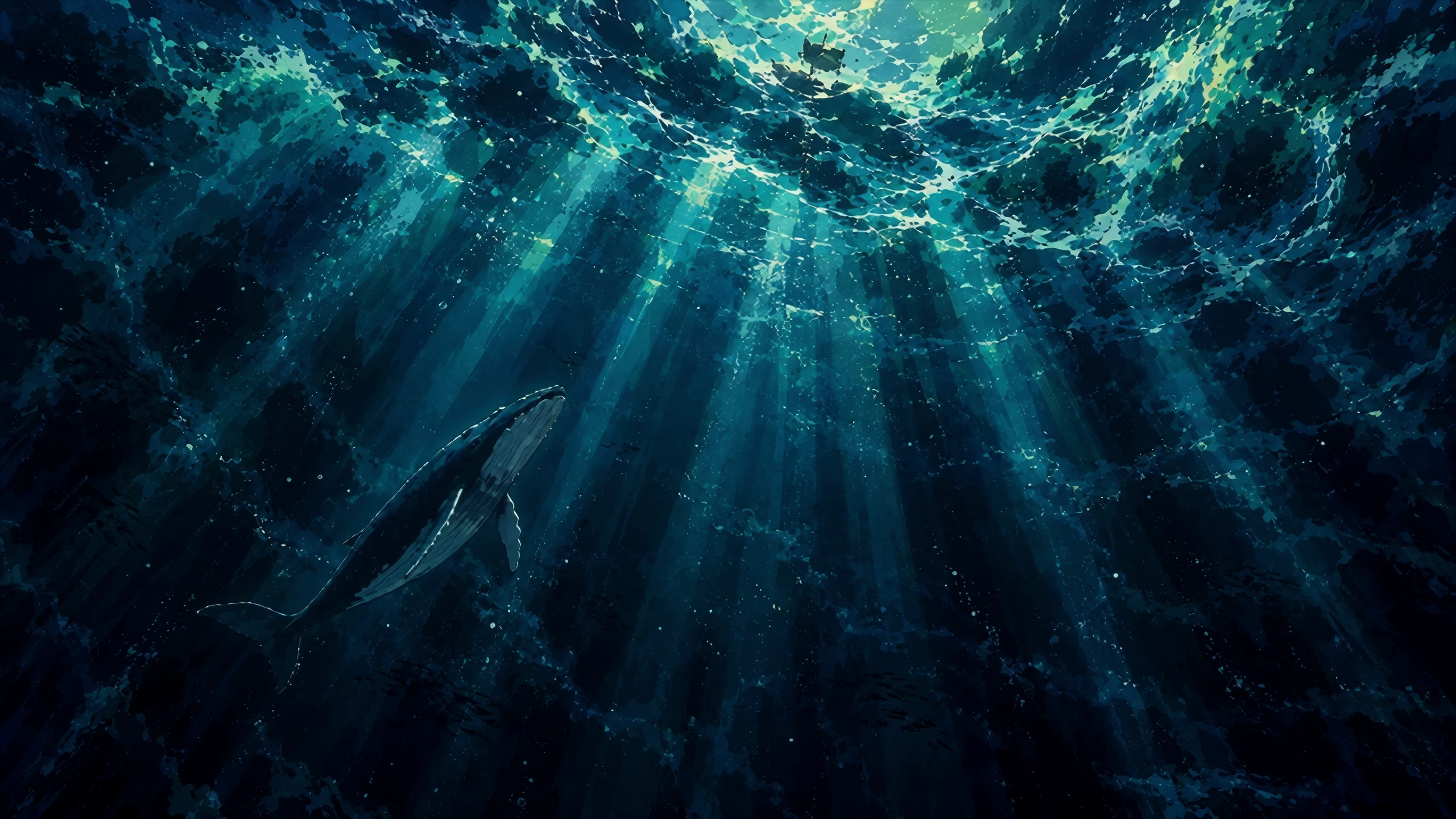 The whale turns into deep water